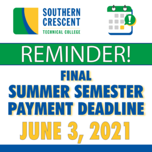 Summer Payment Deadline, June 3rd.